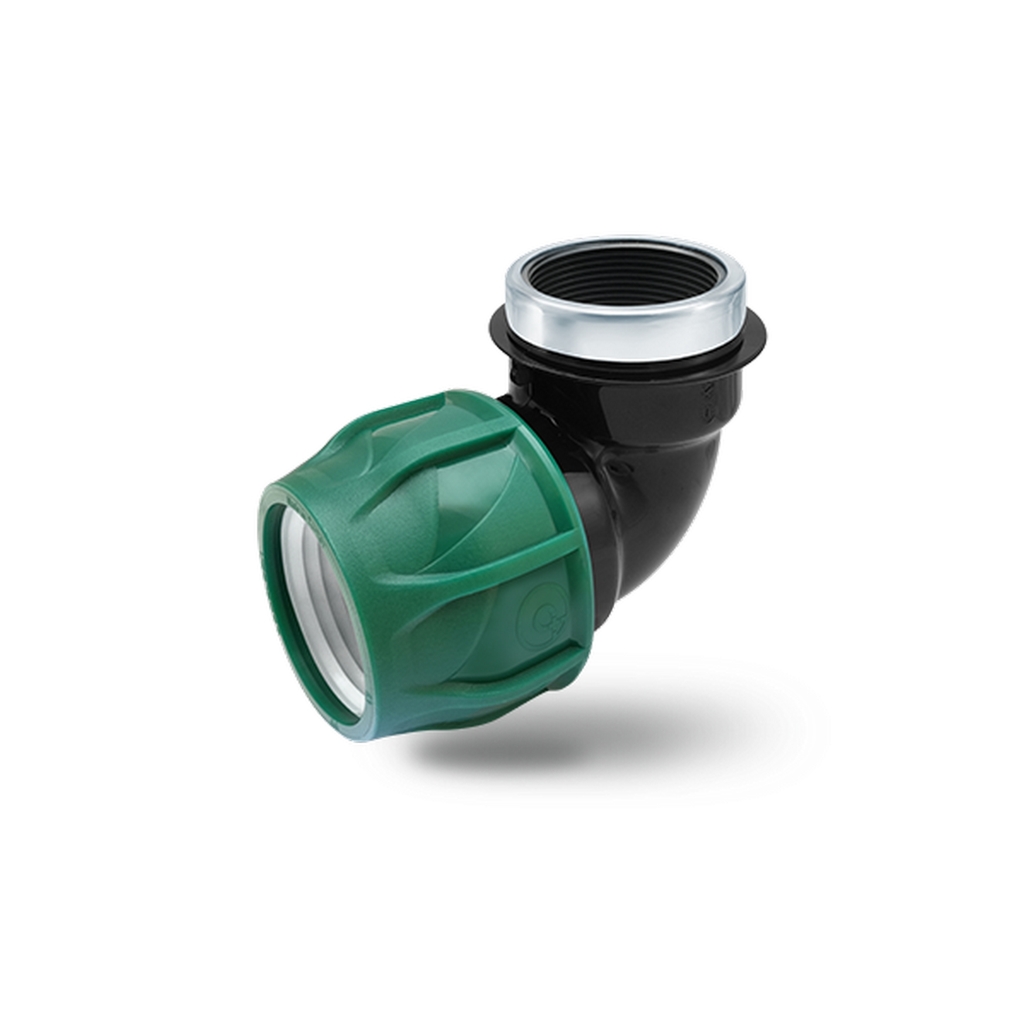 Отвод ПЭ с внутр. труб. резьбой 32х3/4" (обж.) POELSAN GREEN
