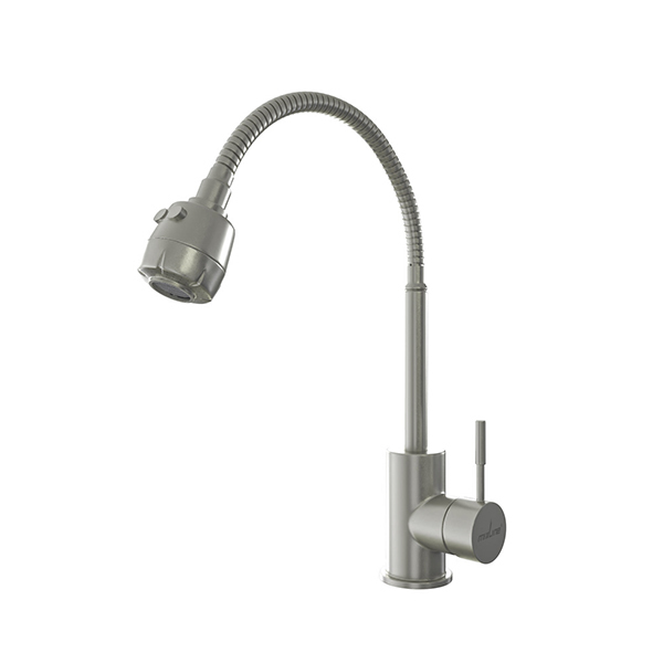 Смеситель для кухни 35k MIXLINE МЛНС-0302 (MLSS-0302) гибкий металлический излив, п/гайку САТИН