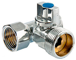 Кран 3-прох шаровой 1/2'' - 3/4'' - 1/2'' вн/нар/нар для ст маш VALTEC VT.256.N.04