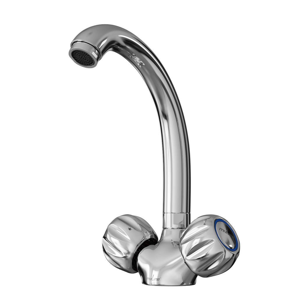Смеситель для кухни 1/2 кер. MIXLINE МЛ02-032 (ML02-032) низкий излив п/гайку (без подводки)