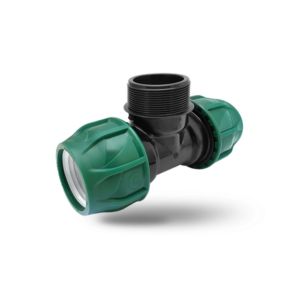 Тройник ПЭ с наруж. труб. резьбой 50х2''х50 (обж.) POELSAN GREEN
