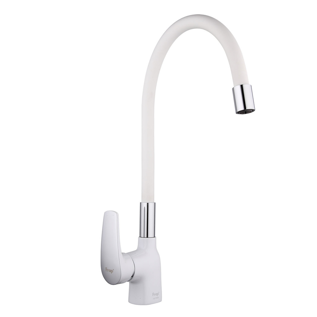 Смеситель для кухни 35к F4453-03 FRAP (гибкий излив, п/гайку, БЕЛЫЙ, латунь)