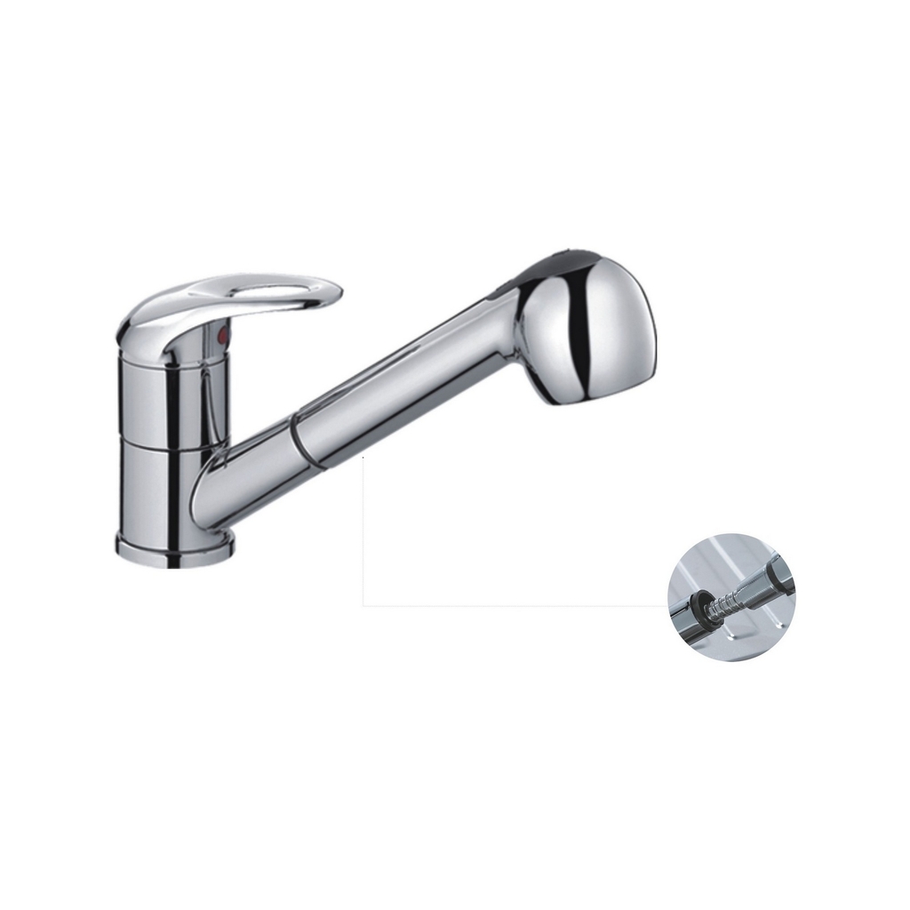 Смеситель для кухни 40к CN6003 CRON с выдвигающейся лейкой,  ХРОМ