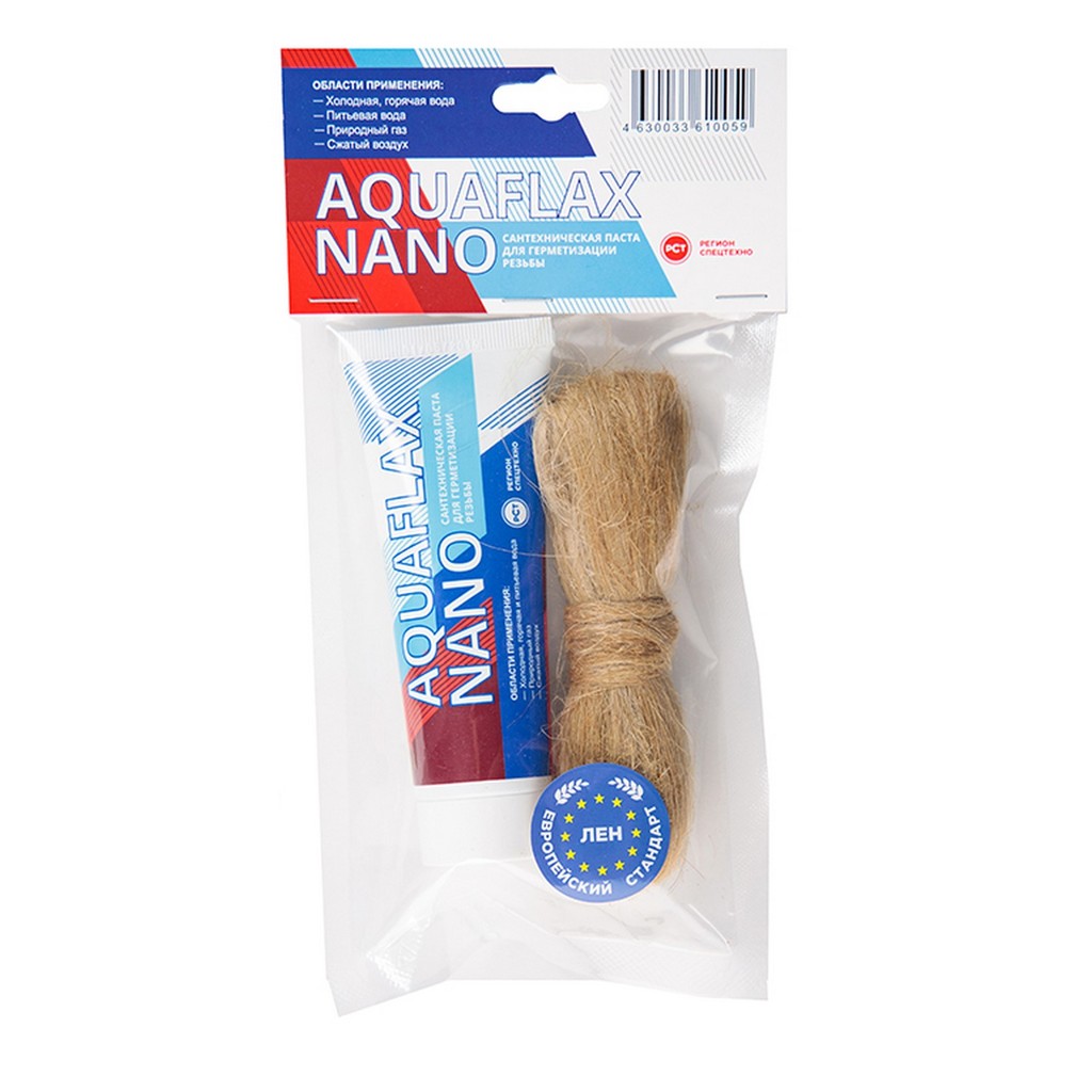 Комплект Уплотнительная паста 80г AquaFlax nano + лен ЕВРО 20 г.