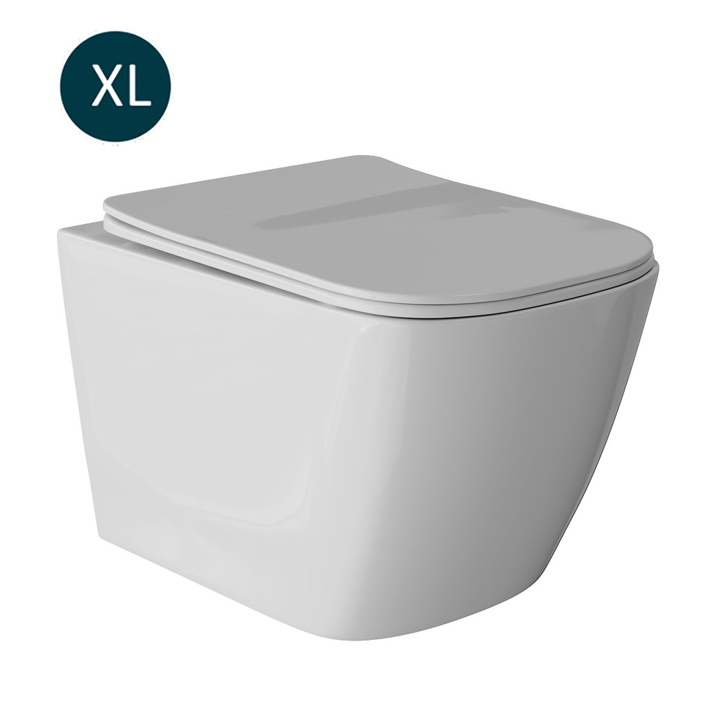 Унитаз подвесной безободковый WAVE КВАДРО/QUADRO сид. дюропласт, м/л, быстр (XL) АКЦИЯ