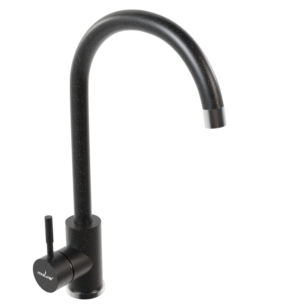 Смеситель для кухни 35к MIXLINE МЛ-ГС15 (ML-GS15) (308) черный высок. излив