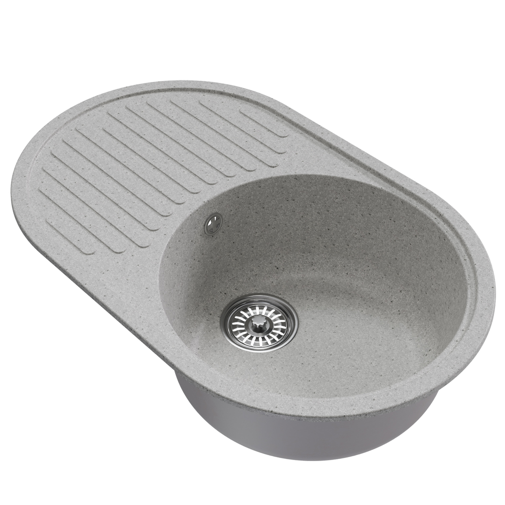 Мойка МЛ-ГМ16 (ML-GM16) КОМФОРТ овальная с крылом, серая (310), 730*460*180мм