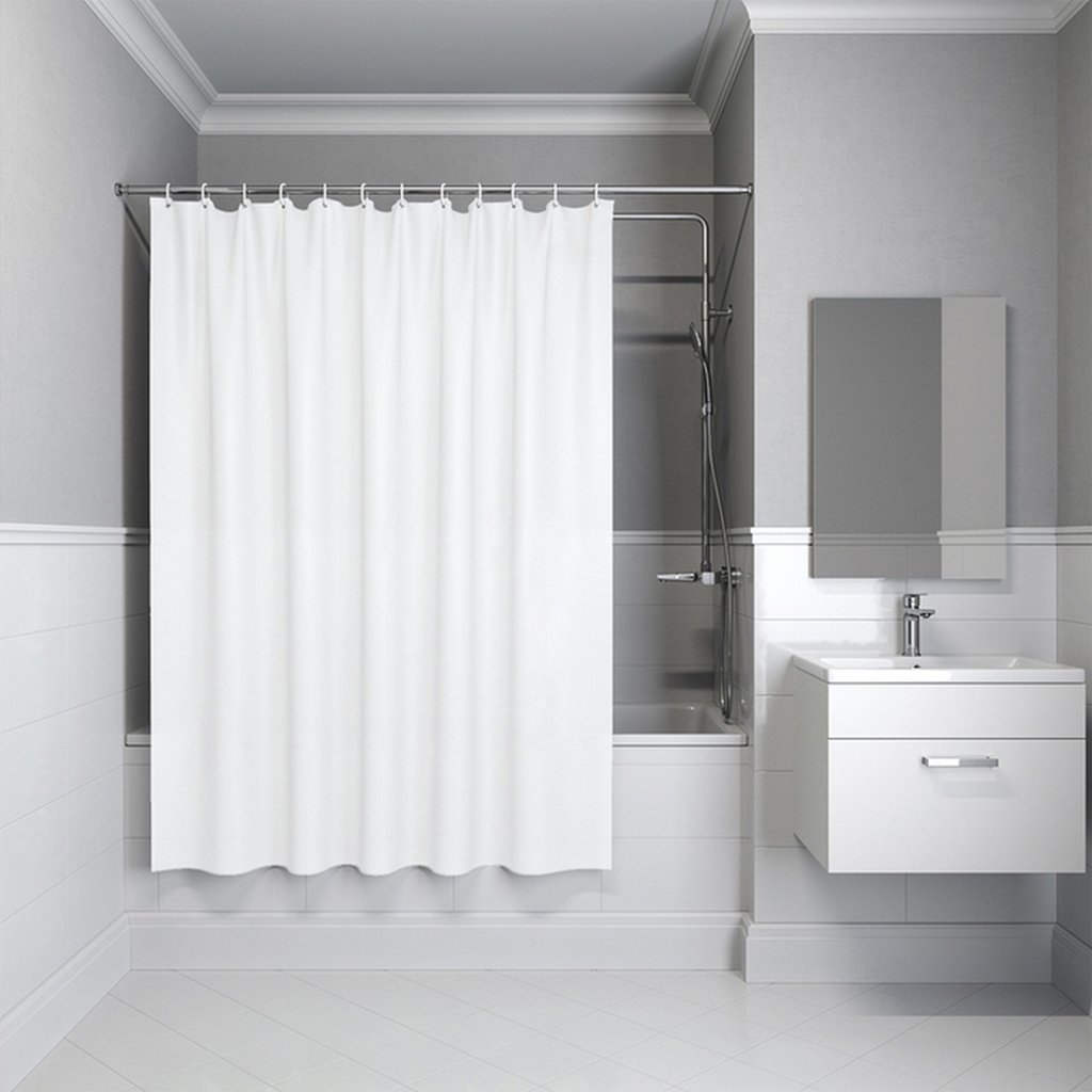Штора для ванной полиэтилен (PE) IDDIS P02PE18i11 180*200 белая c кольцами