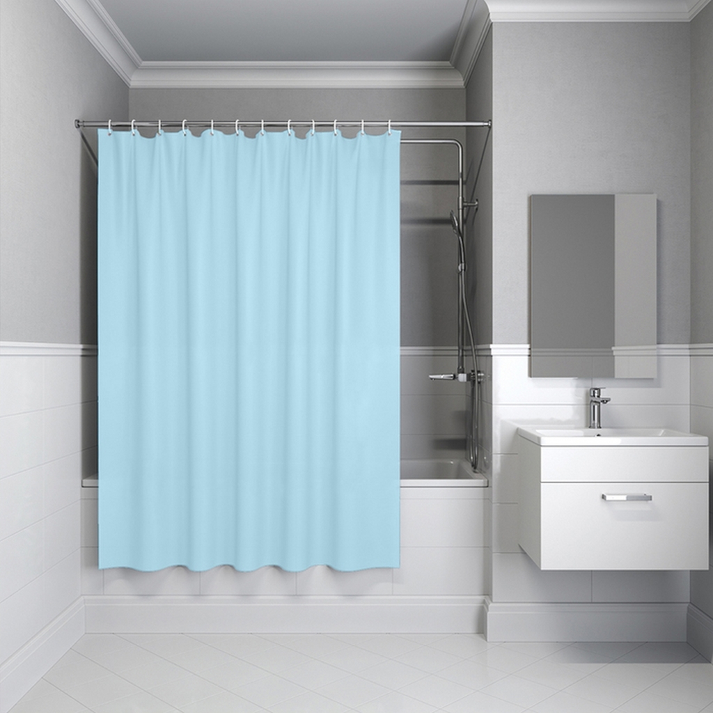Штора для ванной полиэтилен (PE) IDDIS P07PE18i11 180*200 голубая c кольцами