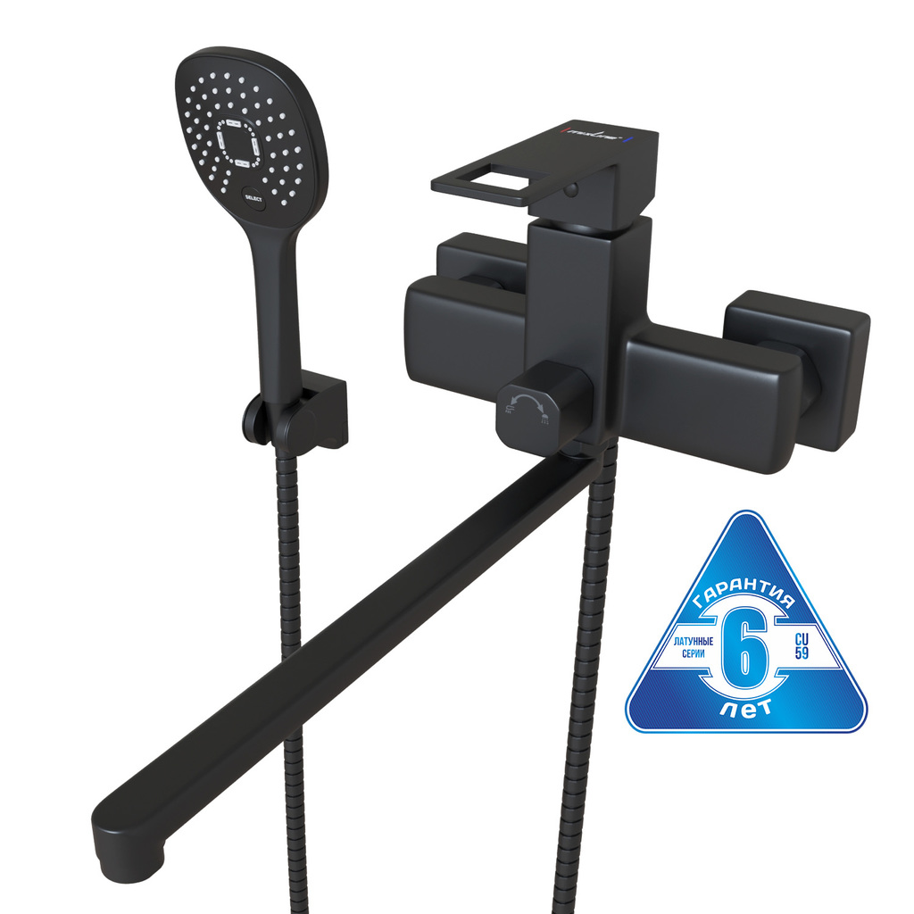 Смеситель для ванны и раковины 35k MIXLINE МЛ34-02(ML34-02) "Соло" ЧЕРНЫЙ