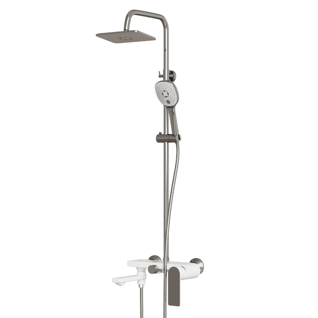 Душевая система 35к MIXLINE МЛ33-06(ML33-06) "Сити "излив лейка 3 поз. +лейка"Троп. душ" БЕЛЫЙ/ХРОМ