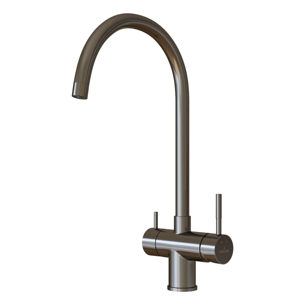 Смеситель для кухни 35k MIXLINE МЛНС-0326Г (MLSS-0326BL)труб.изл,под.к фильтру,п/гайку ЧЕРНЫЙ ГРАФИТ