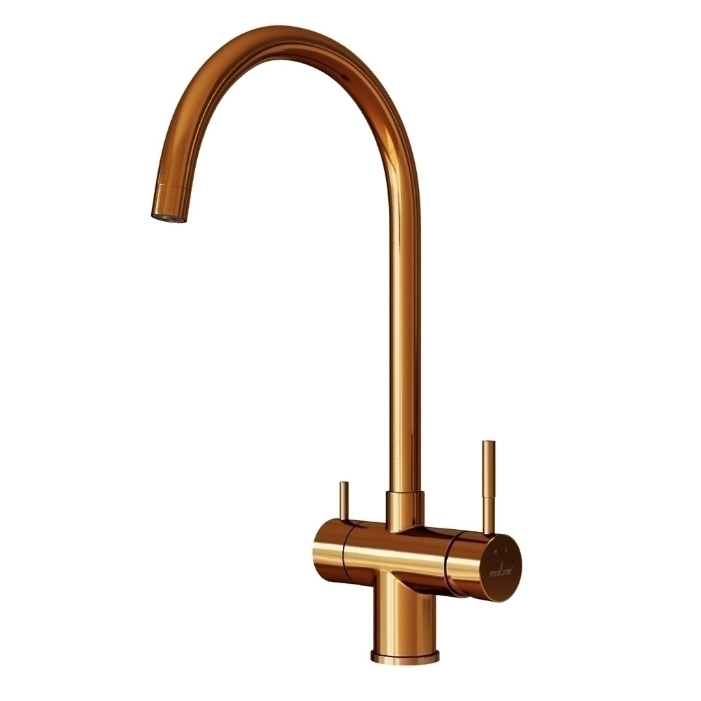 Смеситель для кухни 35k MIXLINE МЛНС-0326Б (MLSS-0326BR) труб. излив,подкл.к фильтру, п/гайку БРОНЗА