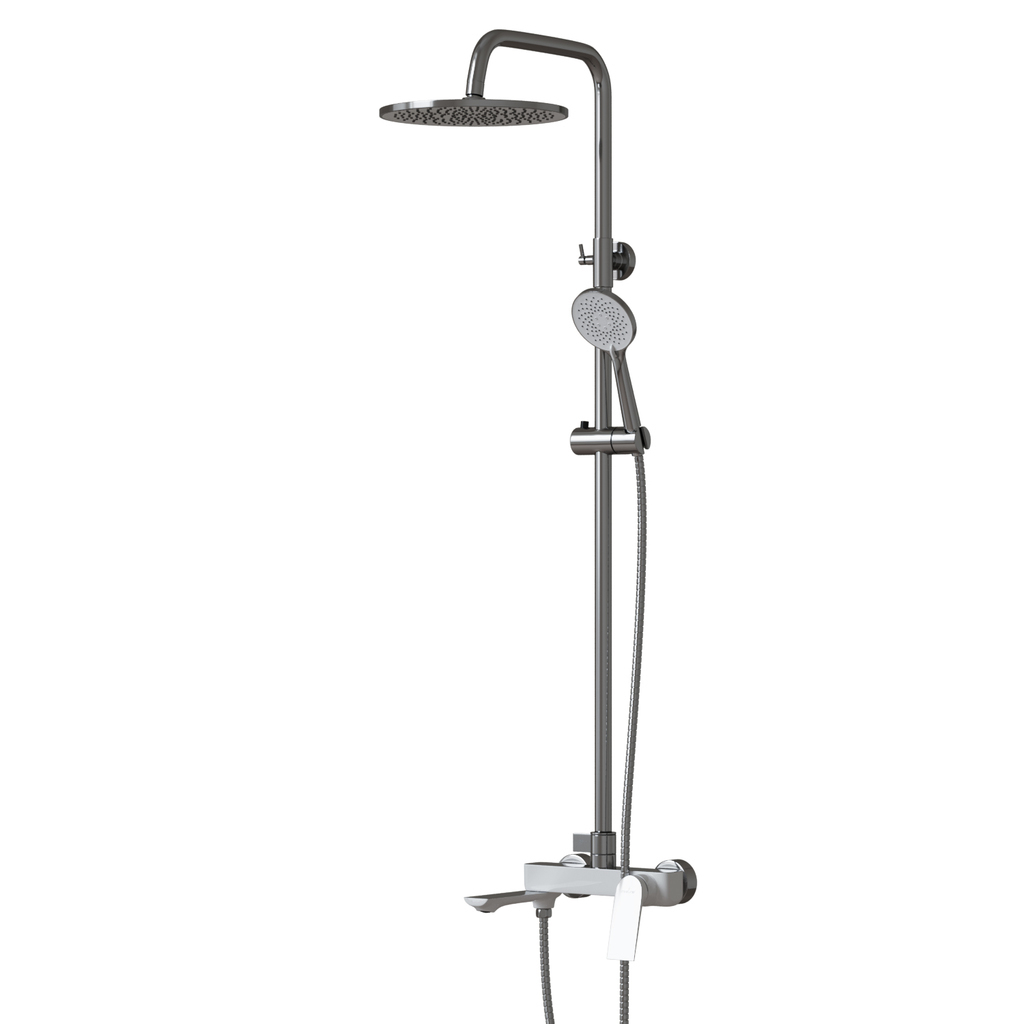 Душевая система 35к MIXLINE МЛ41-06(ML41-06)"Кристалл"излив лейка 3 поз.+лейка"Троп. душ"БЕЛЫЙ/ХРОМ