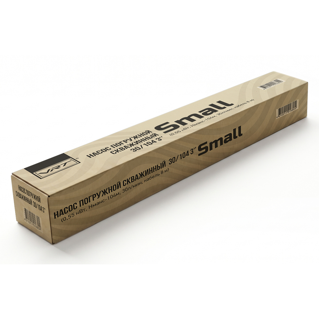 Насос погружной скважинный МИНИ (Small) 30/104 3'' (0,55кВт, Нмакс 104 м, 30 л/мин, кабель 8м) VRT