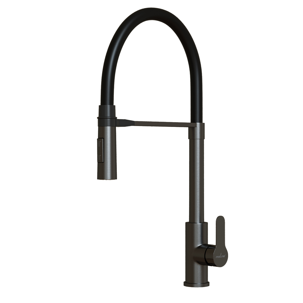 Смеситель для кухни 35k MIXLINE МЛНС-0402Г (MLSS-0402BL)черн.гиб. изл магнит, п/гайку ЧЕРНЫЙ ГРАФИТ