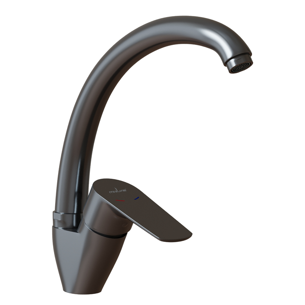 Смеситель для кухни 35k MIXLINE МЛ14-03(ML14-031GR)выс.излив б/отв бок.п/гайку ГРАФИТ (без подводки)
