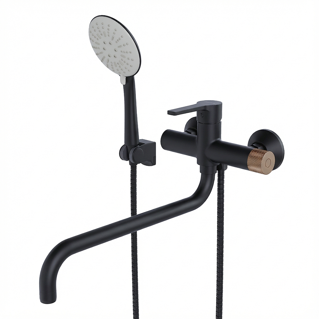 Смеситель для ванны и раковины 35k MIXLINE МЛ23-02(ML23-02) "Раунд" ЧЕРНЫЙ