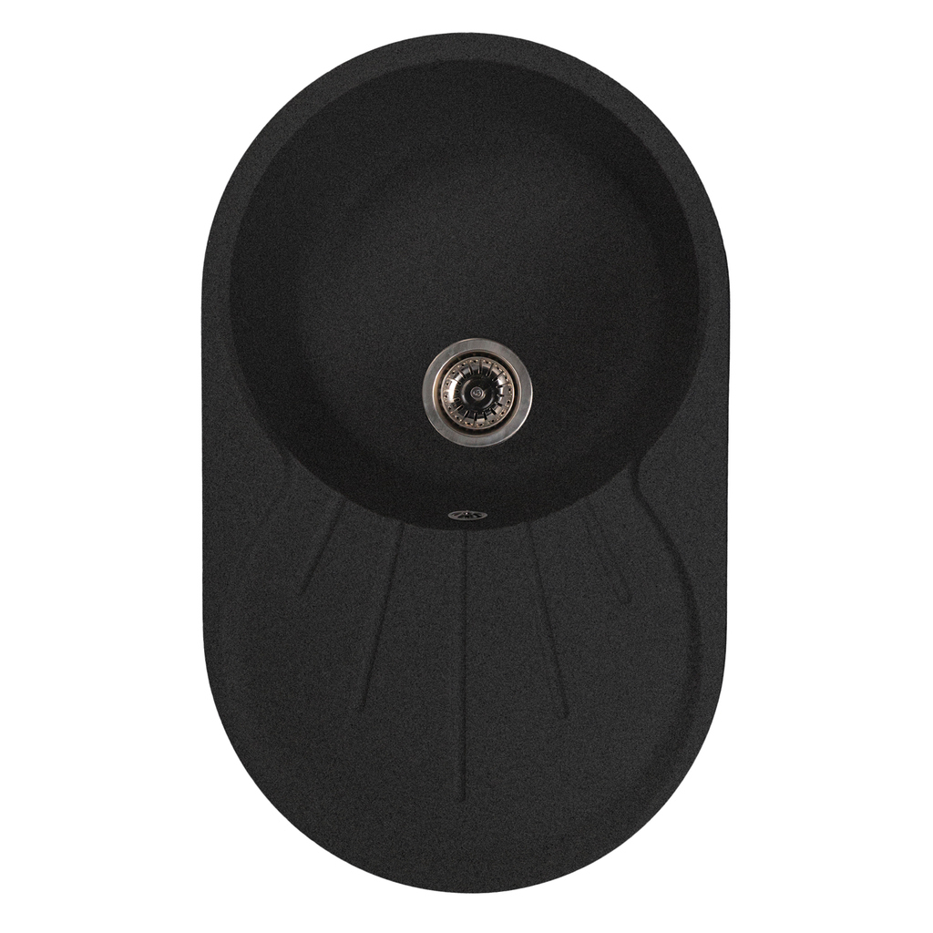 Мойка МЛ-ГМС105 (ML-GMS105) СТАНДАРТ овальная с крылом, черный (308), 740*460*190мм