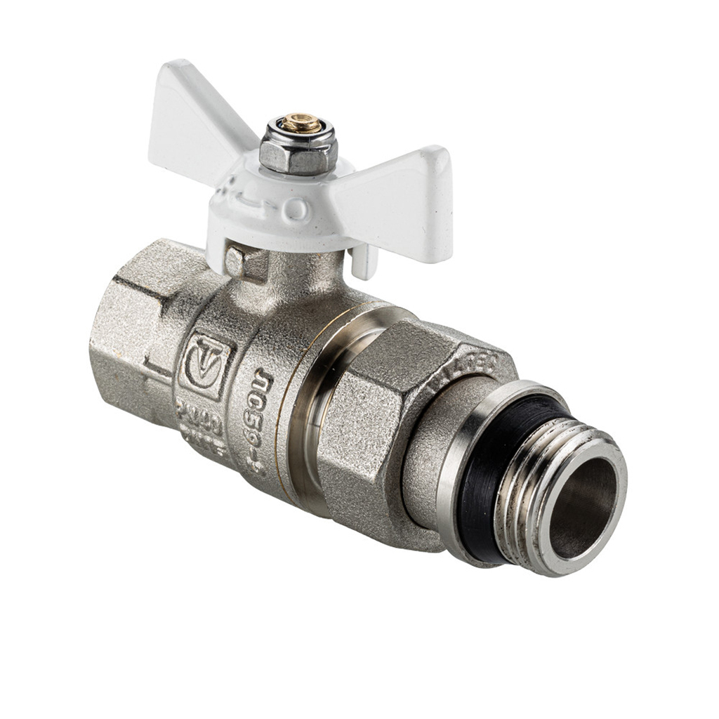 Кран шаровой со сгоном  и штуцером 3/4'' бабочка БЕЛАЯ VALTEC VT.227S  BASE-ГОСТ