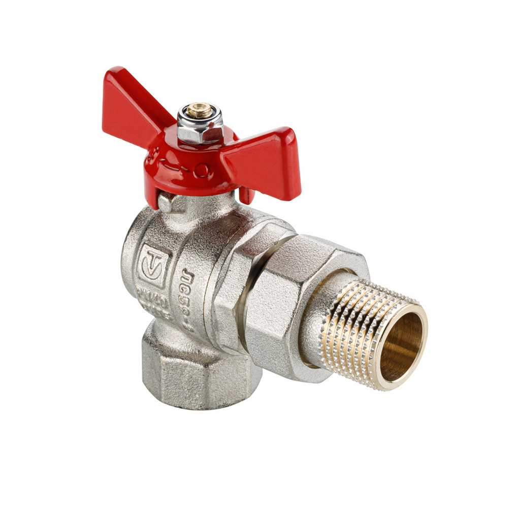 Кран шаровой со сгоном угловой 1/2''  бабочка VALTEC VT.228S  BASE-ГОСТ