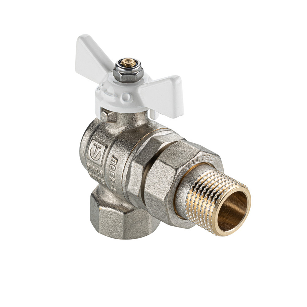 Кран шаровой со сгоном угловой 3/4''  бабочка БЕЛАЯ  VALTEC VT.VT.228S  BASE-ГОСТ