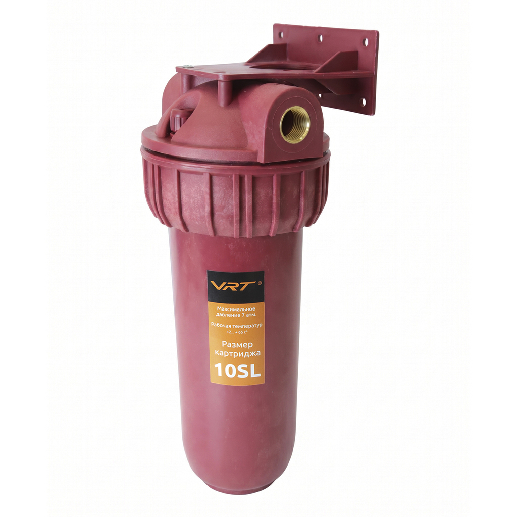 Фильтр магистральный 1/2'' для горячей воды 10'' SL (красный корпус) VRT