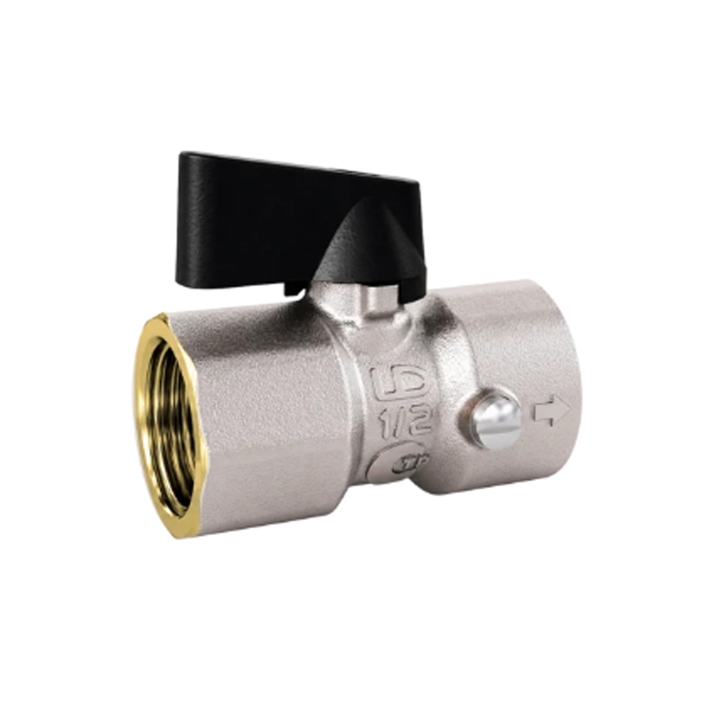 Кран д/маном шаровой 1/2''вн - 1/2''вн флажок, со спуском РУ40 LD PRIDE никель